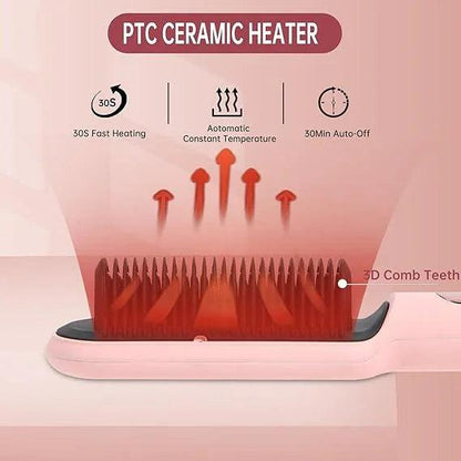 Negative Ionic Hair Straightener Brush with 9 Temp Settings