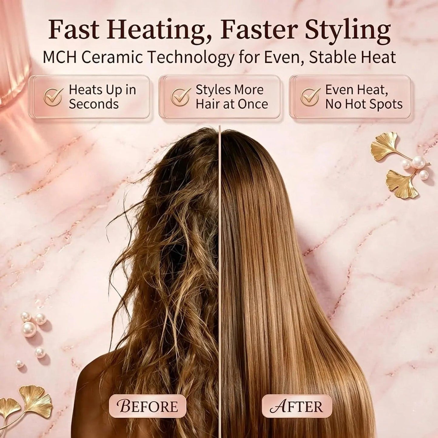 Negative Ionic Hair Straightener Brush with 9 Temp Settings