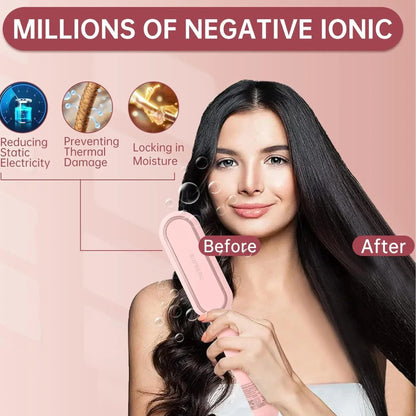 Negative Ionic Hair Straightener Brush with 9 Temp Settings