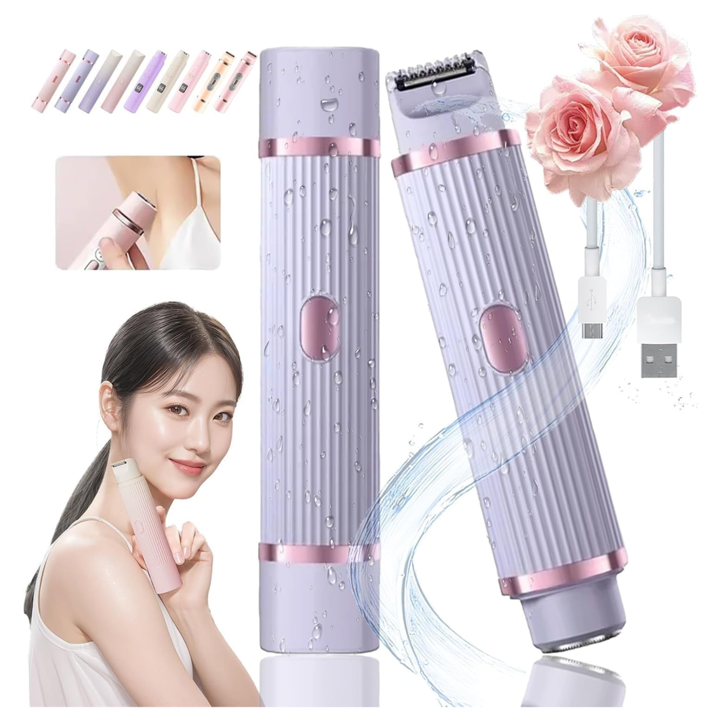 Double Head Electric Shaver – Portable USB Rechargeable Hair Remover for Women
