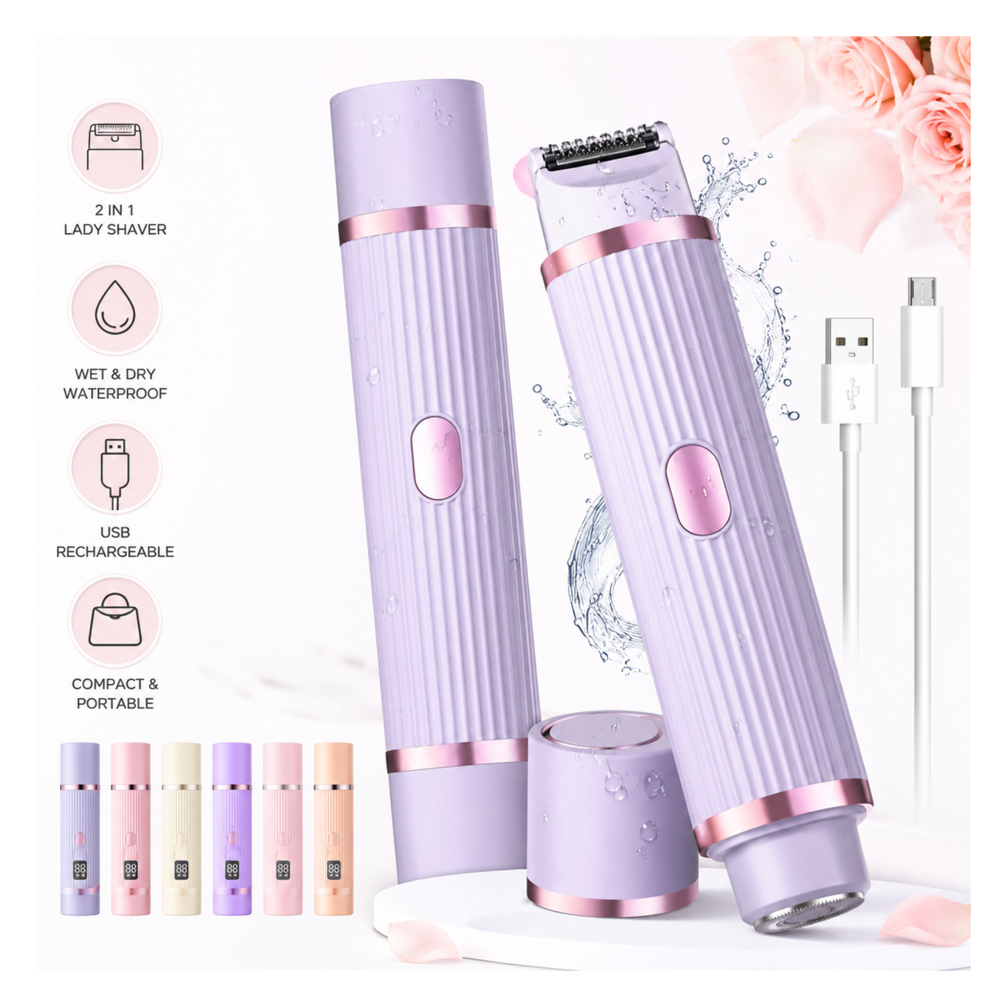 Double Head Electric Shaver – Portable USB Rechargeable Hair Remover for Women