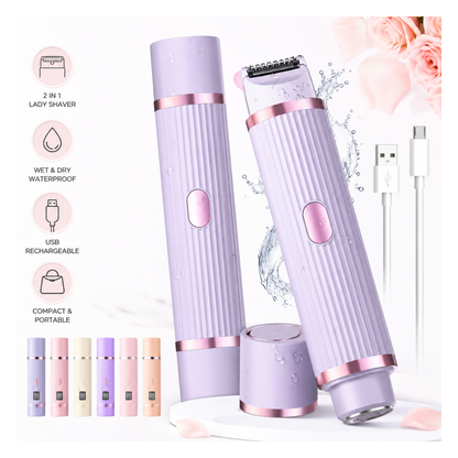 Double Head Electric Shaver – Portable USB Rechargeable Hair Remover for Women